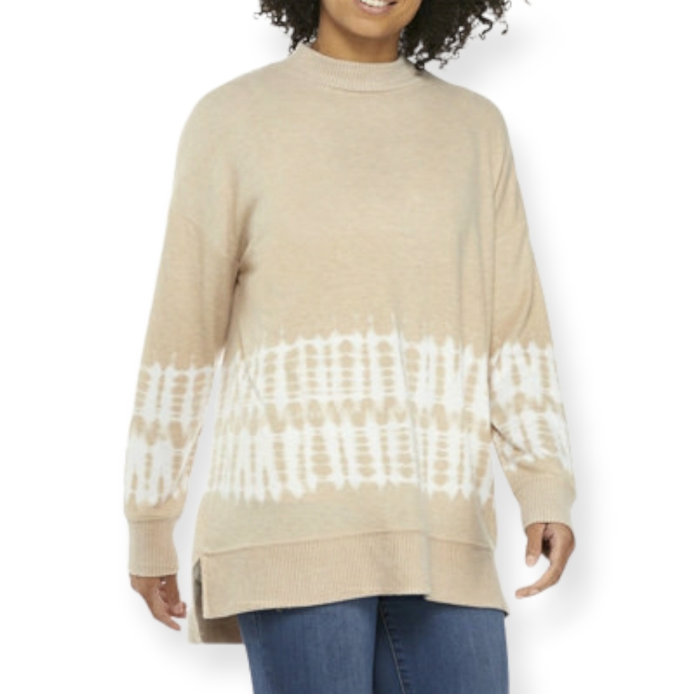 Wonderly Long Sleeve Hacci Mock Neck Tunic Sweater Size Large